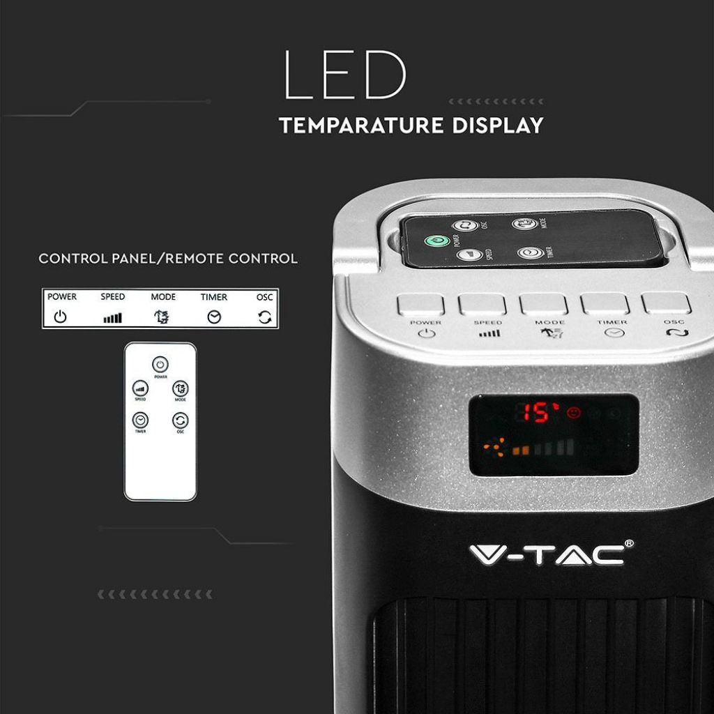 55W LED Stolpni Ventilator Črn