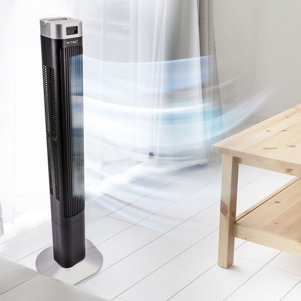 55W LED Stolpni Ventilator Črn