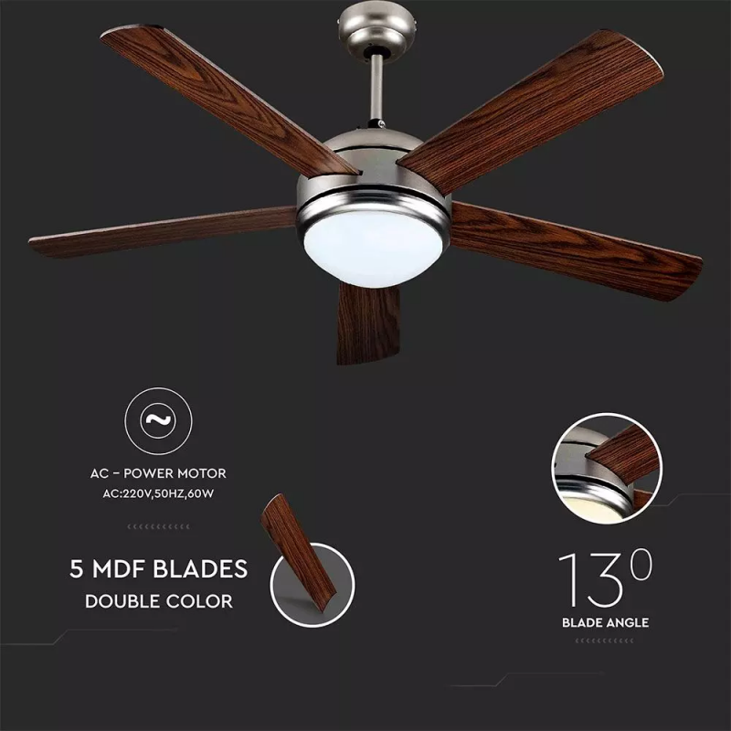 Stropni ventilator z LED lučjo Rjav