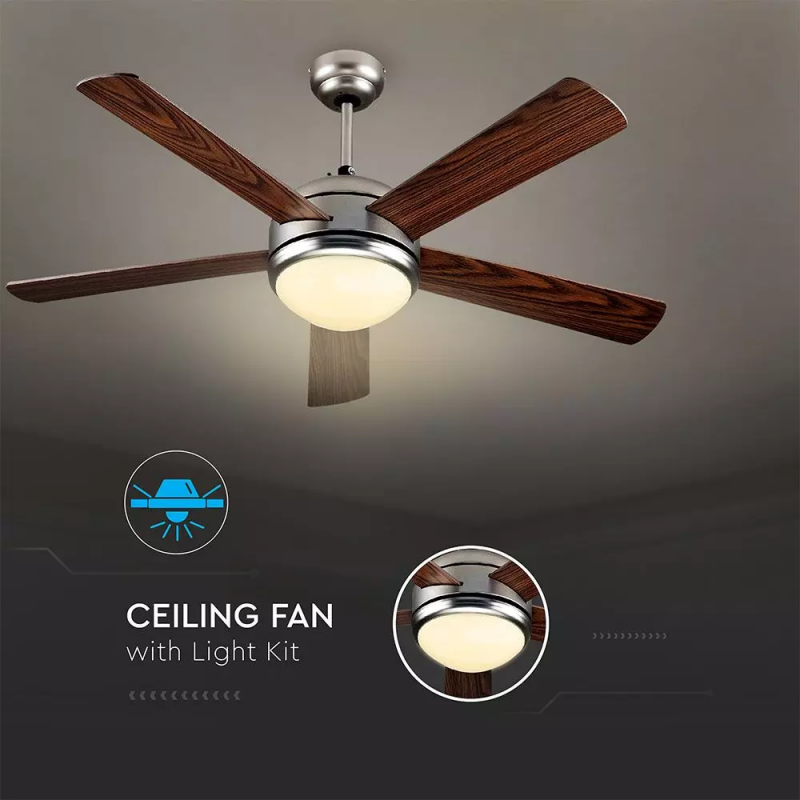 Stropni ventilator z LED lučjo Rjav