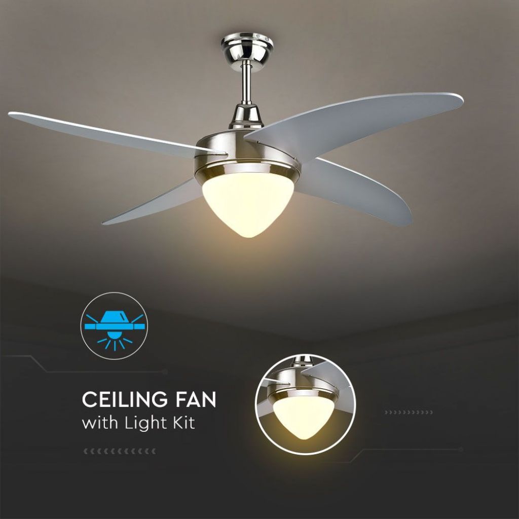 Stropni ventilator z LED lučjo Srebrn barva svetlobe 3 v 1