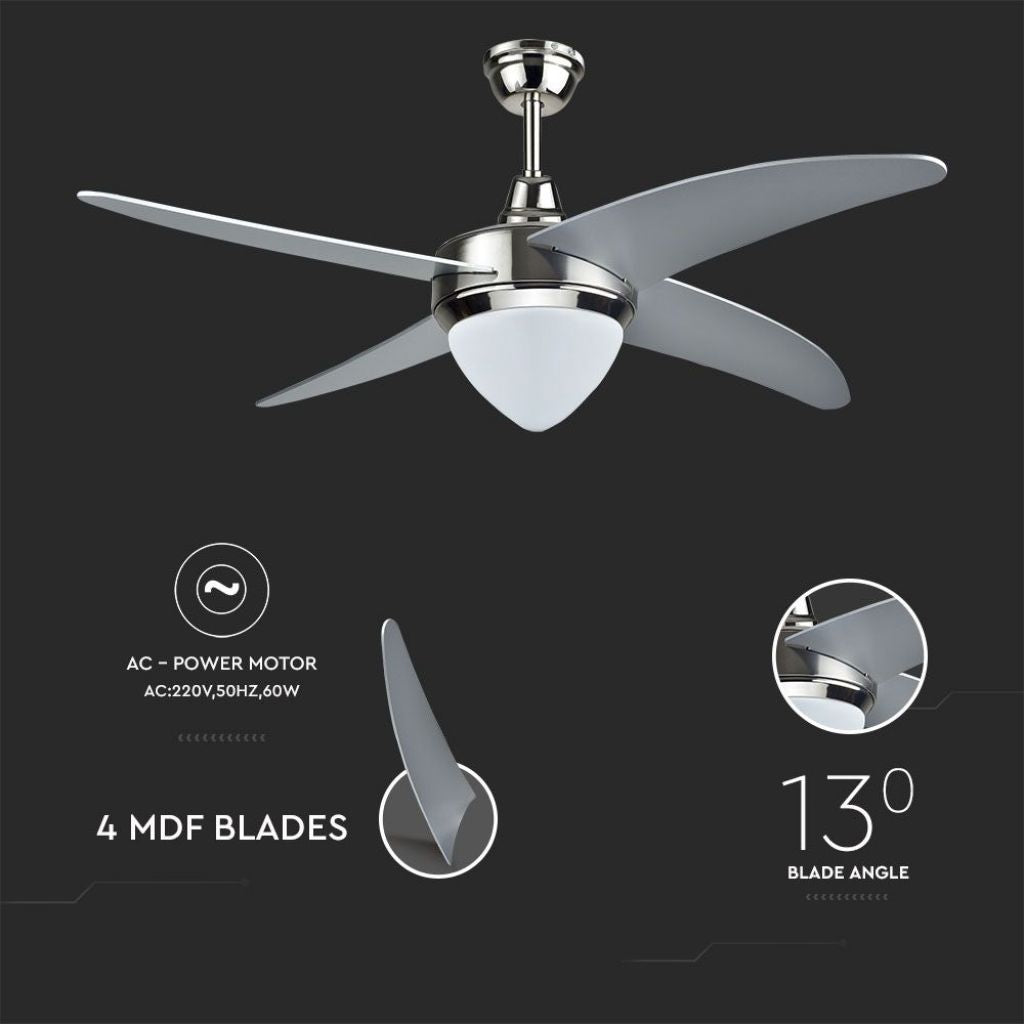Stropni ventilator z LED lučjo Srebrn barva svetlobe 3 v 1