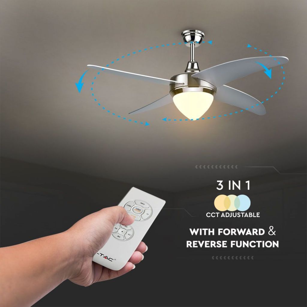 Stropni ventilator z LED lučjo Srebrn barva svetlobe 3 v 1