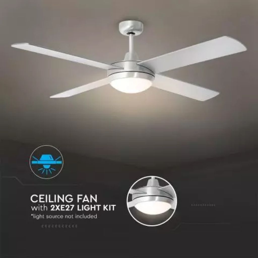 Stropni ventilator z 2 x E27 lučjo Srebrn