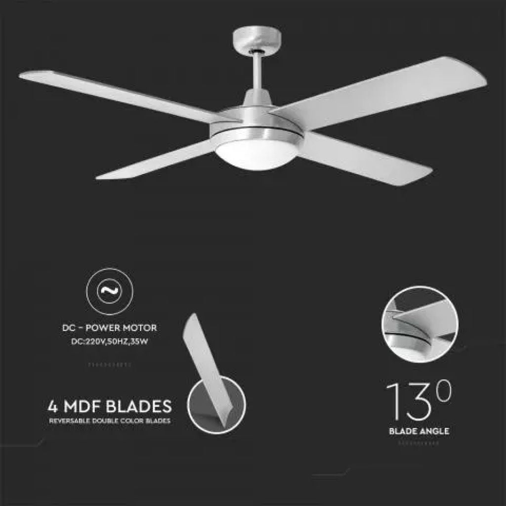 Stropni ventilator z 2 x E27 lučjo Srebrn