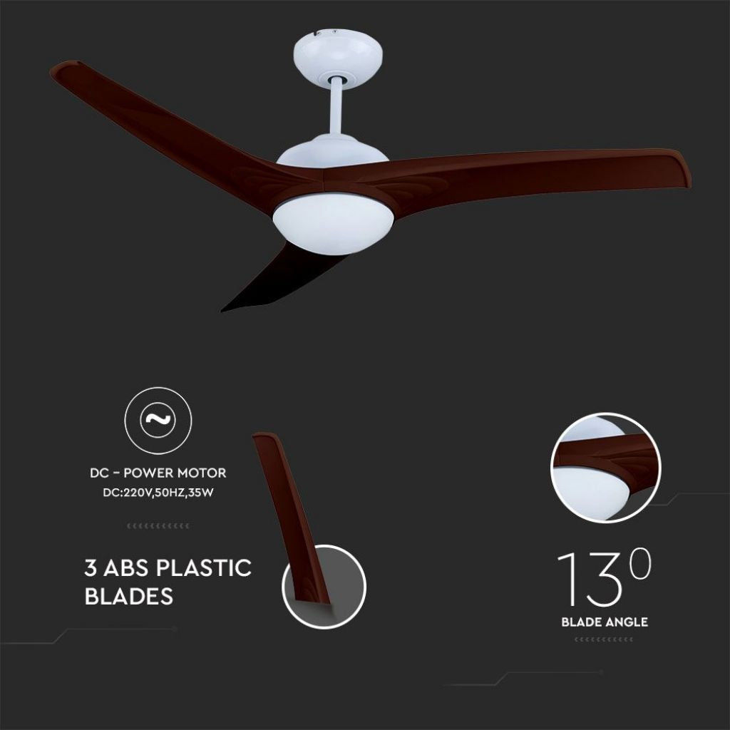 Stropni ventilator z LED lučjo Kostanj barva svetlobe 3 v 1