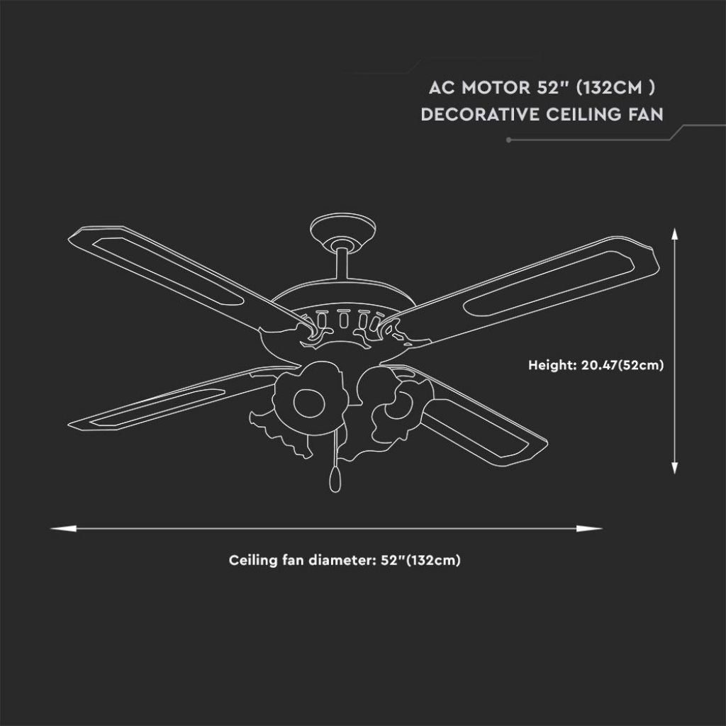Stropni ventilator z 4 x E27 lučjo Klasik