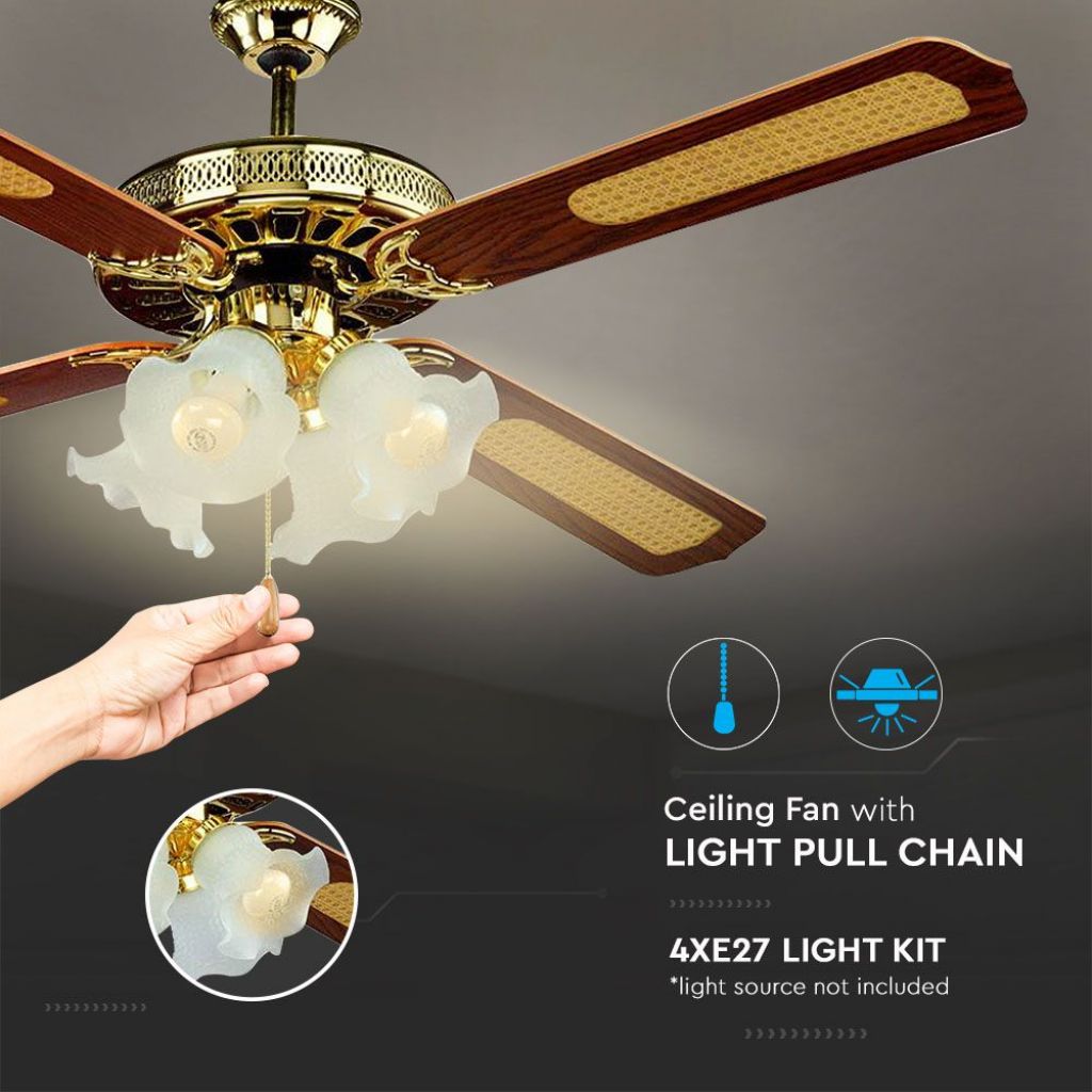 Stropni ventilator z 4 x E27 lučjo Klasik