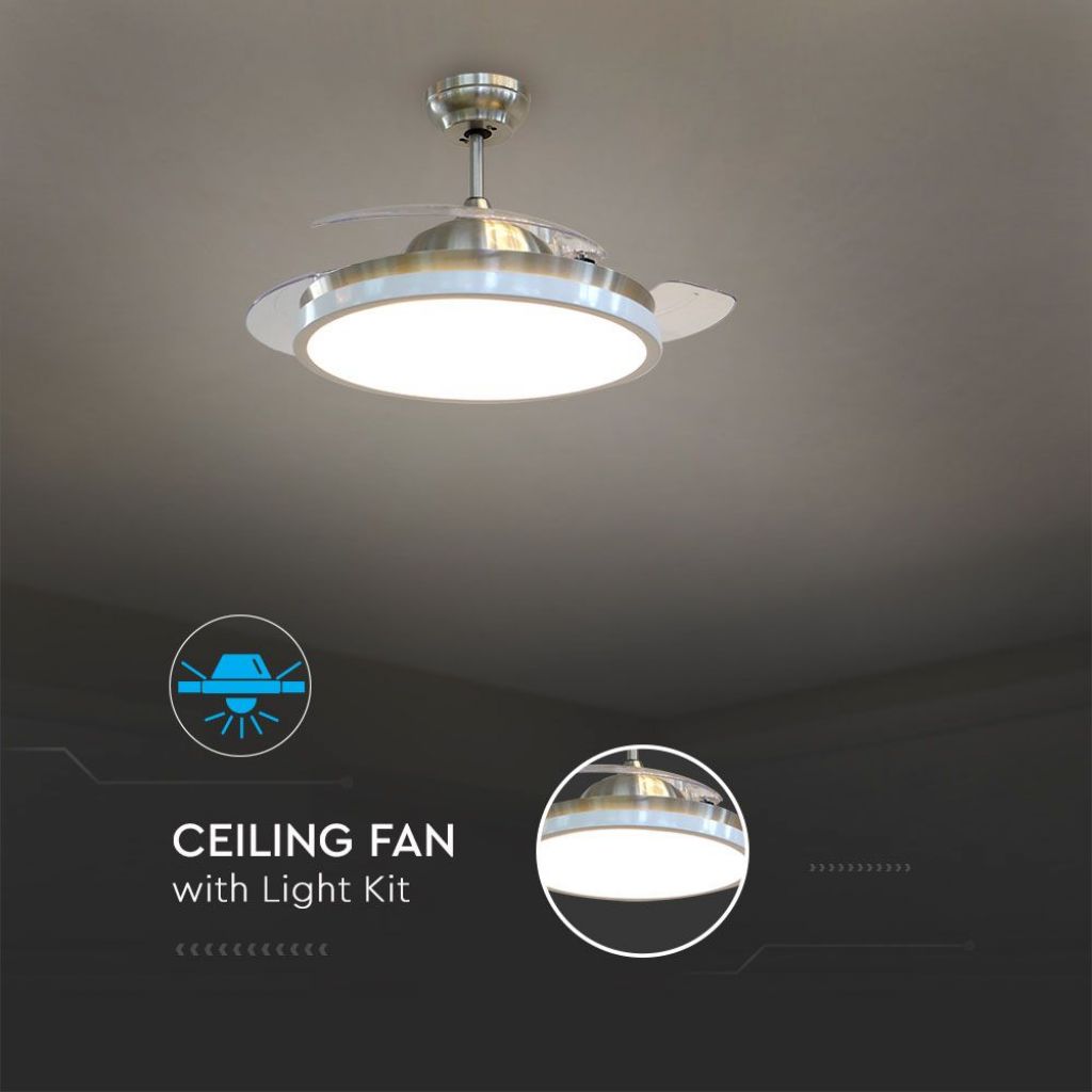 Stropni ventilator z LED lučjo Srebrn barva svetlobe 3 v 1