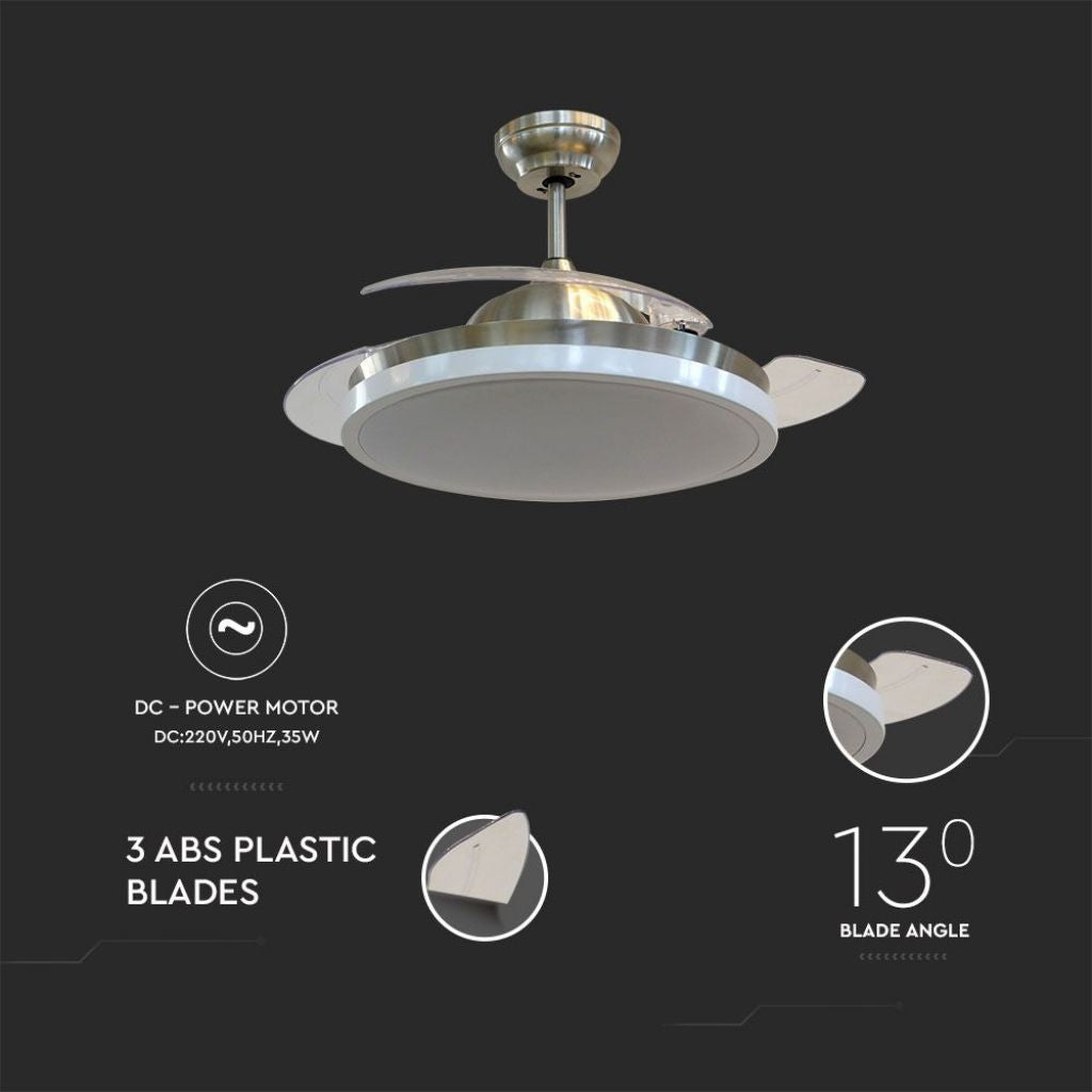 Stropni ventilator z LED lučjo Srebrn barva svetlobe 3 v 1