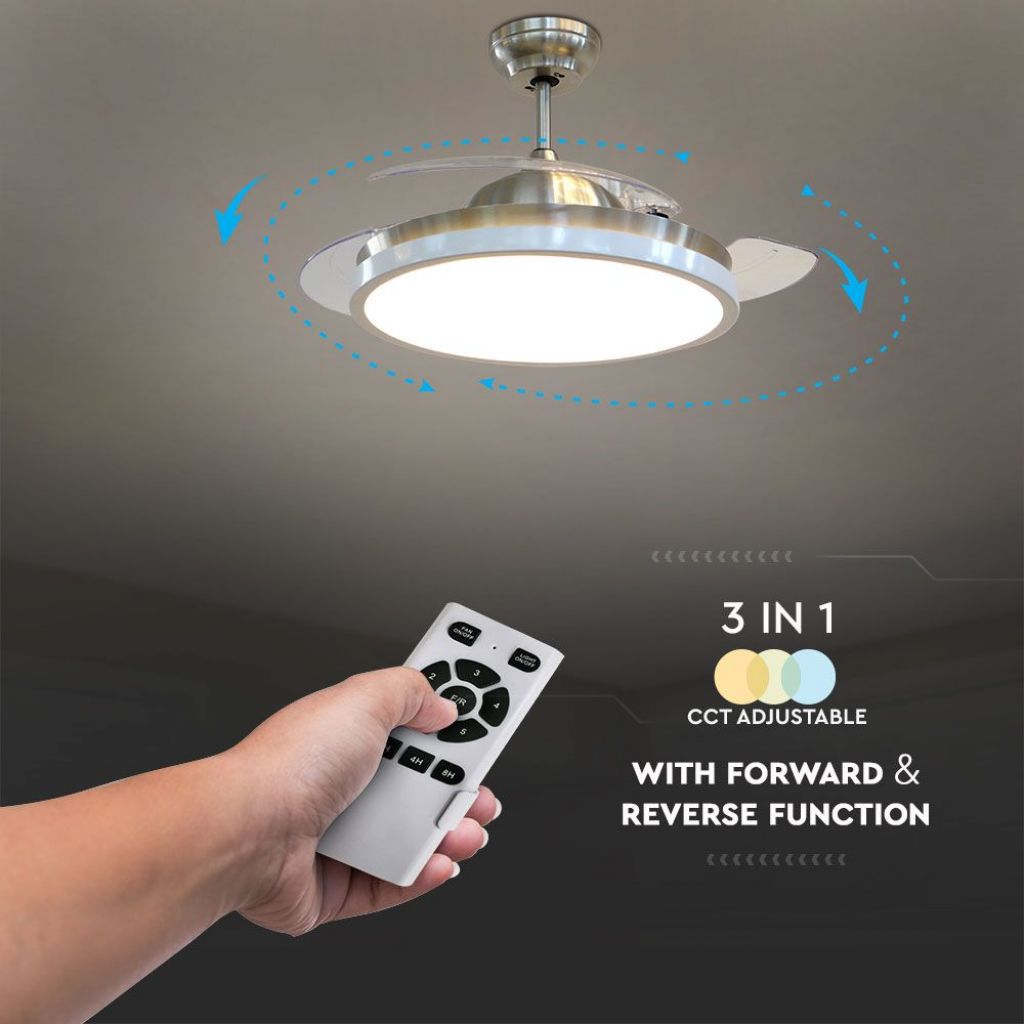 Stropni ventilator z LED lučjo Srebrn barva svetlobe 3 v 1