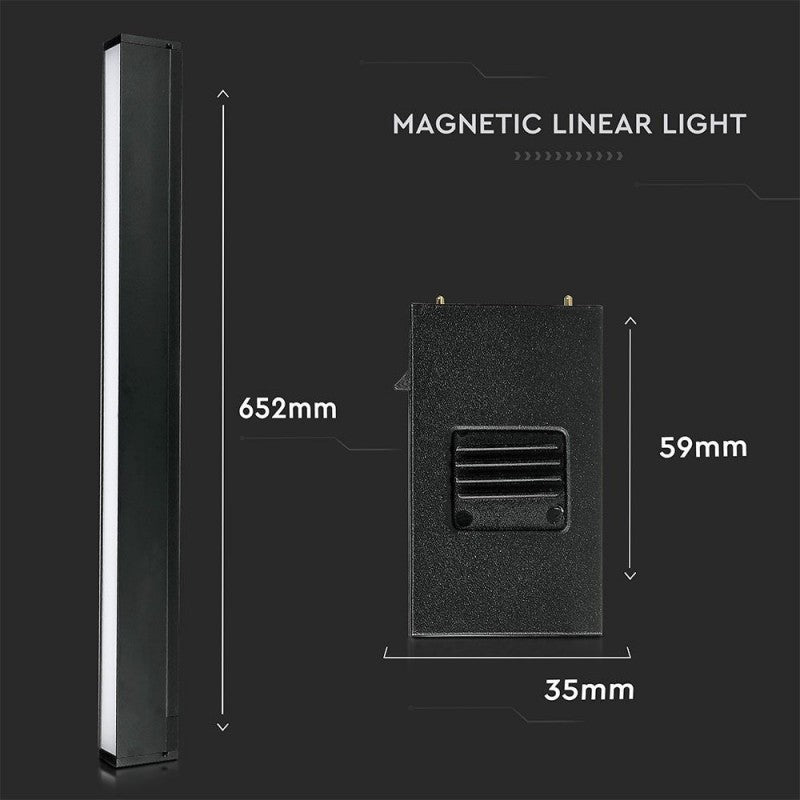 20W LED linearno svetilo SMD Črna 4000K IP20 24V - za magnetno tirnico