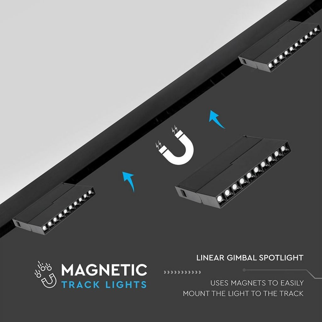 10*2W LED Magnetni Reflektor SMD Črni 4000K IP20 24V - za magnetno tirnico