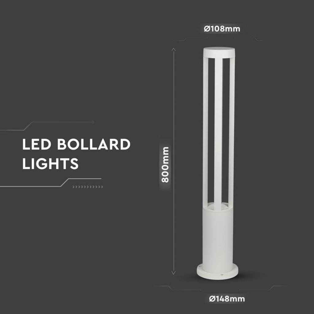 10W LED Zunanja Talna Svetilka 80cm 450lm 6400K Bela