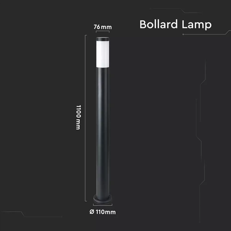 E27 Zunanja Talna Svetilka 110cm Nerjaveče Jeklo Črna IP44