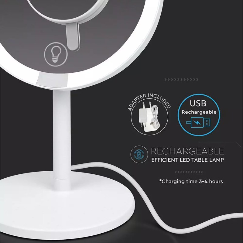5W LED Rechargeable Mirror Dimmable 6500K