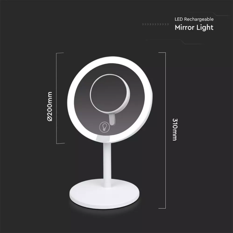 5W LED Rechargeable Mirror Dimmable 6500K