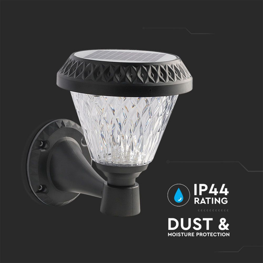 LED Solarna Lanterna Stenska Črna RF Control 3in1 IP44