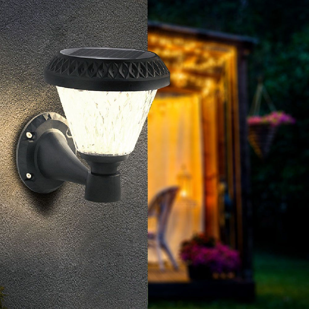 LED Solarna Lanterna Stenska Črna RF Control 3in1 IP44