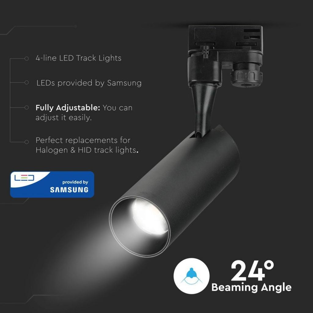 18W LED Tračno Svetilo SAMSUNG Črno 4000K - za navadno tirnico