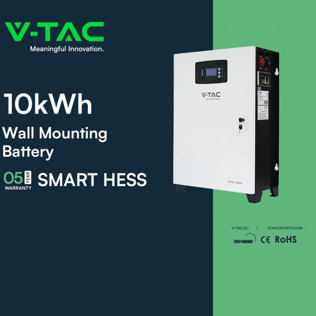 10,24kWh V-TAC baterija litij-železo-fosfat (LiFePO4) integriran BMS za fotovoltaične pretvornike (51,2V 200Ah) SKU11447