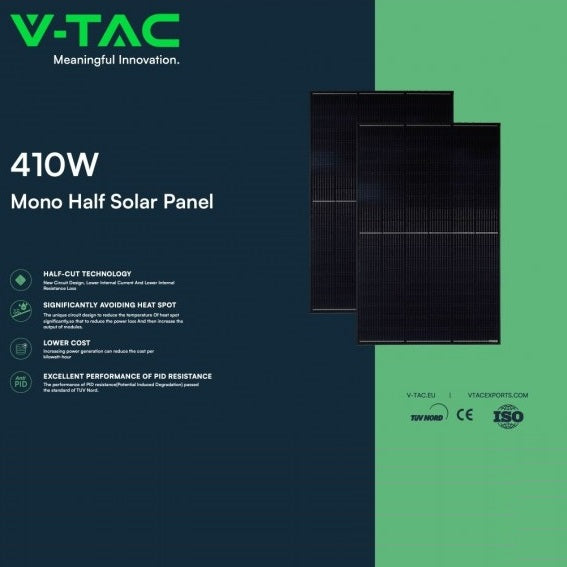 Komplet V-TAC 6 kW (6,15 kW) s 15 monokristalnimi solarnimi paneli 410 W 1722*1134*35 mm črn okvir SKU11563