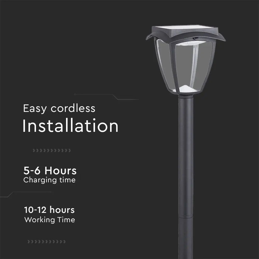 LED Solar Floor Lamp 2W Black 3in1 IP44