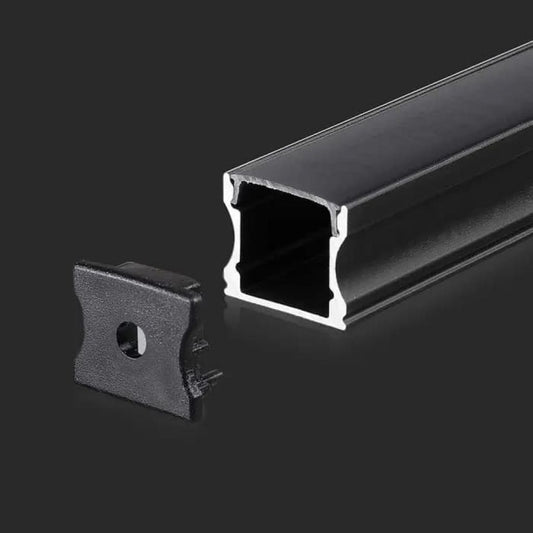 Profile for LED Strip - Surface mounted 2000x17.4x7mm Black - Set