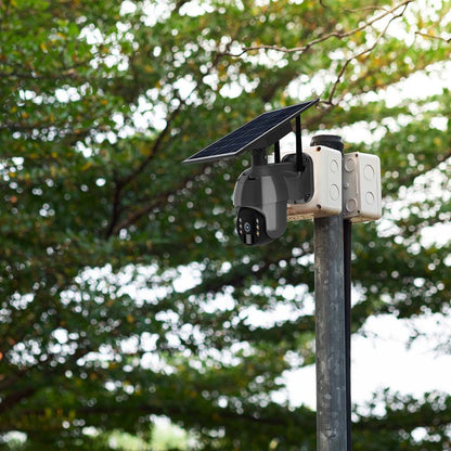 HD video nadzorna kamera WiFi PTZ senzor gibanja s sončno ploščo črne barve
