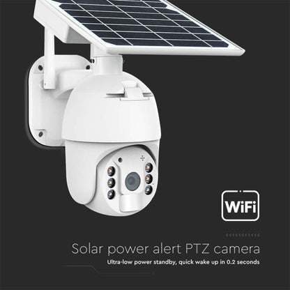 HD video nadzorna kamera WiFi PTZ senzor gibanja s sončno ploščo bele barve