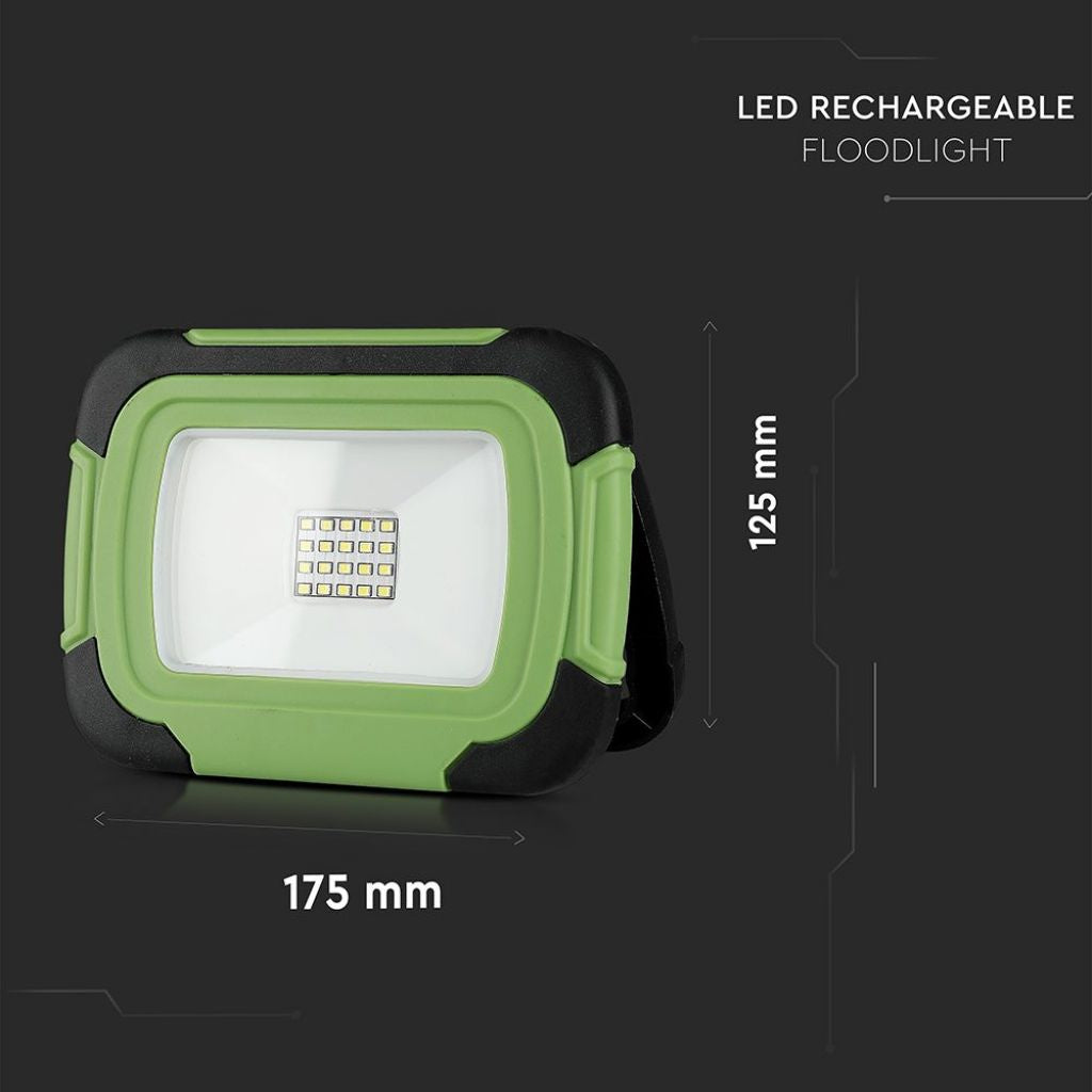 10W LED Polnilni Reflektor SAMSUNG Modul USB + SOS IP44 4000K Črn Zelen