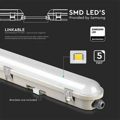 LED Svetilo za Vlažne Prostore 1500mm 48W 6400K