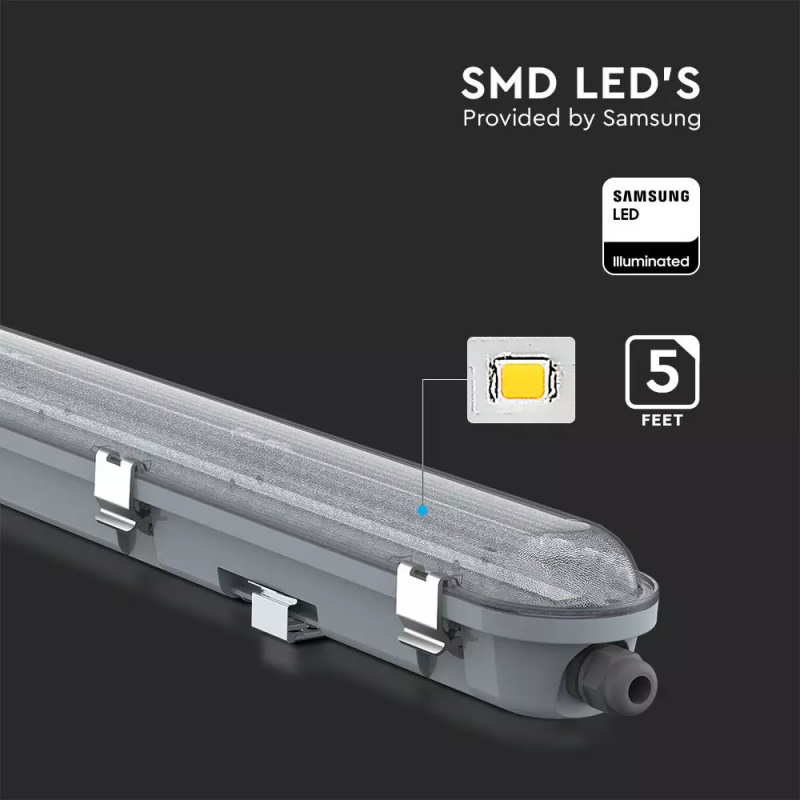 LED Light for Wet Rooms 1200mm 36W 4000K 120lm