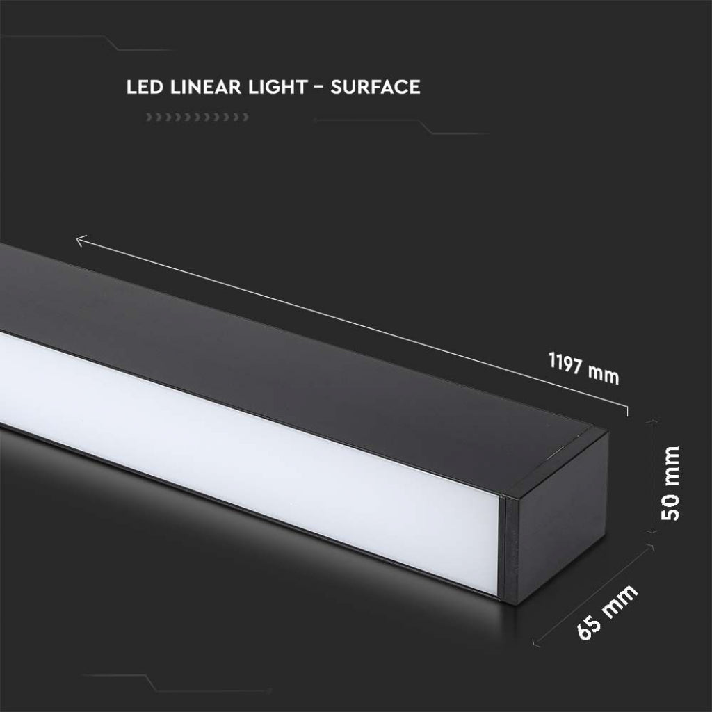 Linearna LED Stropna Svetilka 40W 3000K Črna