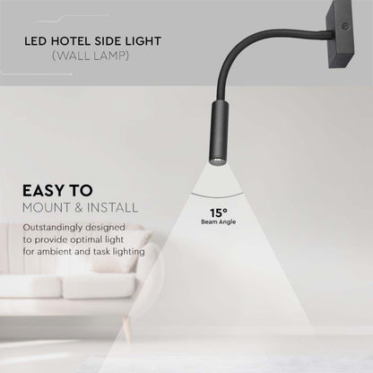 3W LED Night Wall Lamp Black 3000K