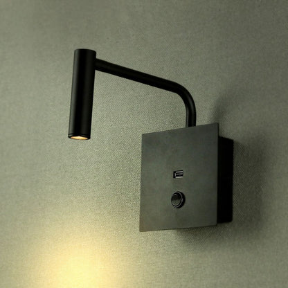 3W LED Night Wall Lamp Black 3000K + USB Input