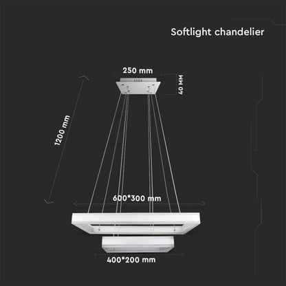 Hanging LED chandelier 113 W in metallic white 3000K dimmable