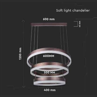 Viseči LED lestenec 86 W v kovinsko rjavi barvi 3000K z možnostjo zatemnitve