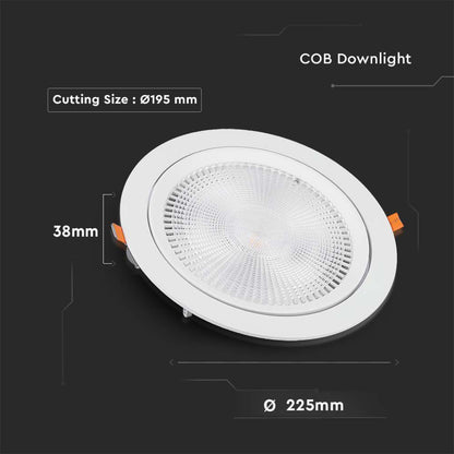 Built-in tilting LED spotlight 30W 3000K white