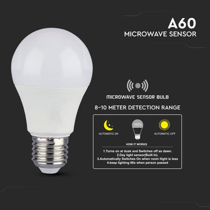LED Žarnica 11W E27 A60 3000K Mikrovalovni Senzor
