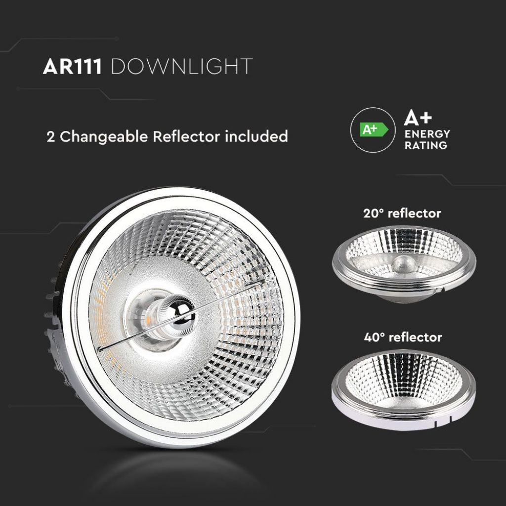 LED Reflector AR111 20W 40/20 angle Silver 3000K