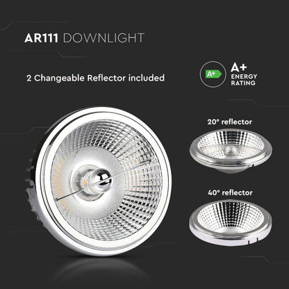LED Reflector AR111 20W 40/20 angle Silver 6400K