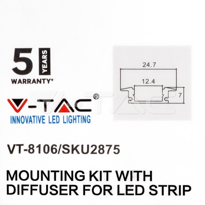 Profil za LED Trak Črn Vgradni 2000x24,7x7mm Transparentno Črna Leča