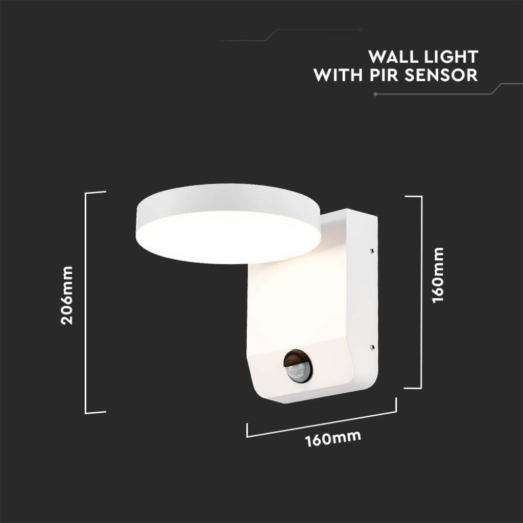 17W LED Sensor Wall Lamp White IP65 3000K