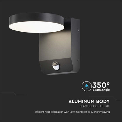 17W LED Sensor Wall Lamp Black IP65 3000K