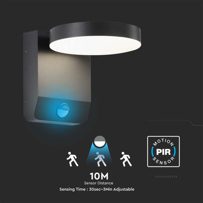 17W LED Sensor Wall Lamp Black IP65 4000K
