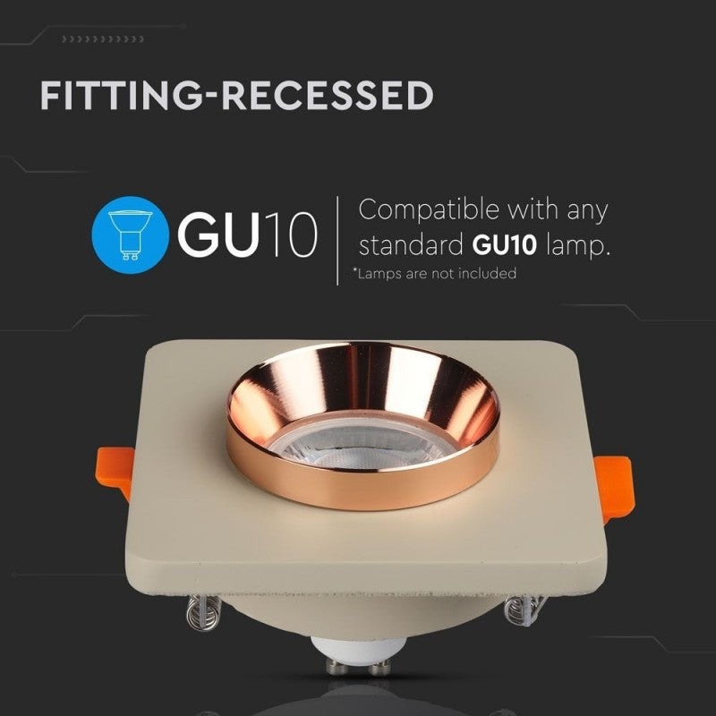 GU10 Recessed Lamp Concrete Metal White Copper