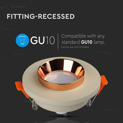 GU10 Recessed Lamp Concrete Metal Off White Copper