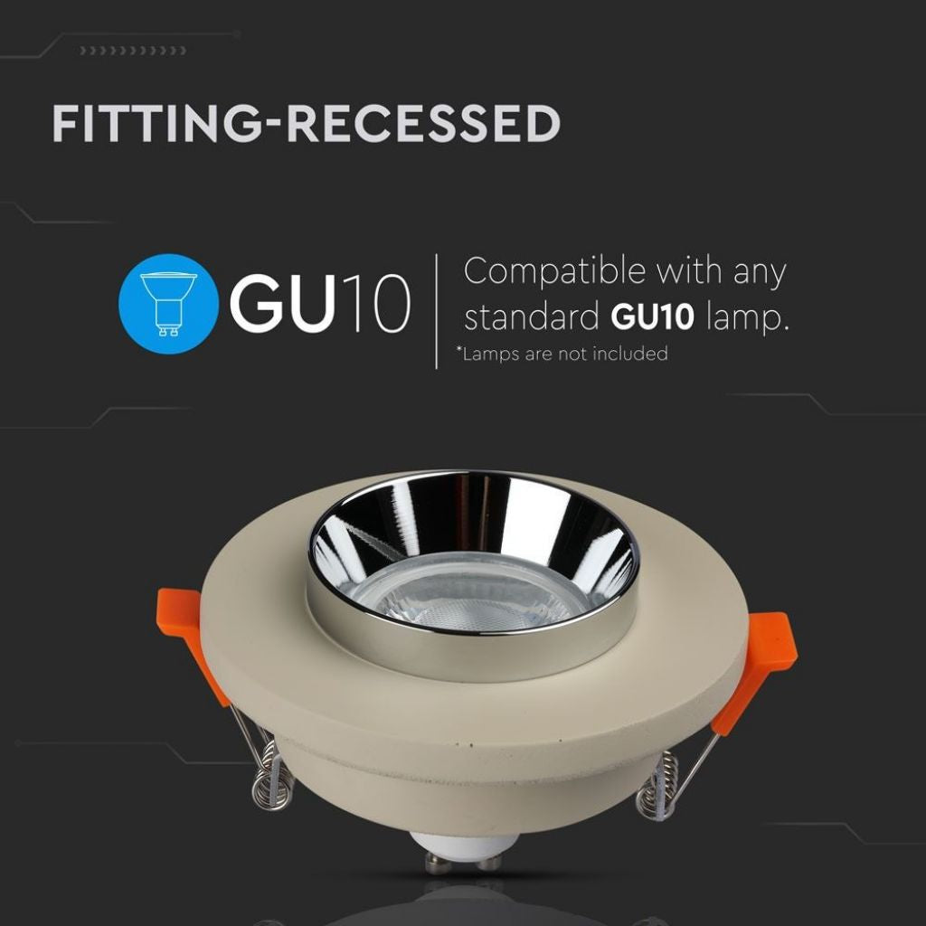 GU10 Recessed Lamp Concrete Metal White