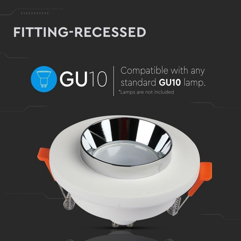 GU10 Recessed Lamp Plaster Metal White Chrome